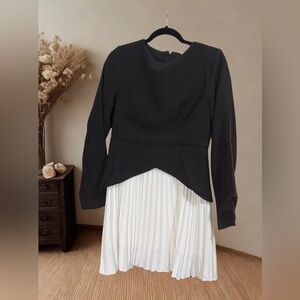 Commense Black and White Long Sleeve Dress